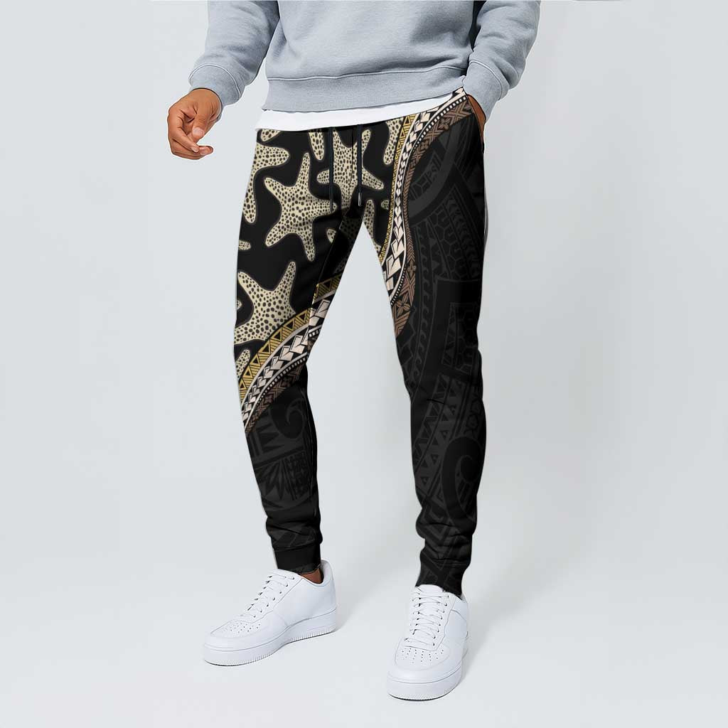 Beige Polynesian Starfish Unique Pattern Jogger Pants LT01 - Polynesian Pride