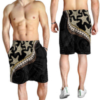 Beige Polynesian Starfish Unique Pattern Shorts for Men