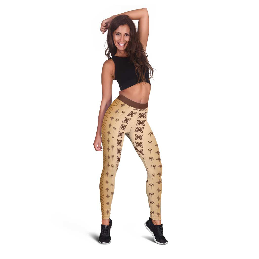 Beige Samoa Malu Tattoo Inspired Leggings