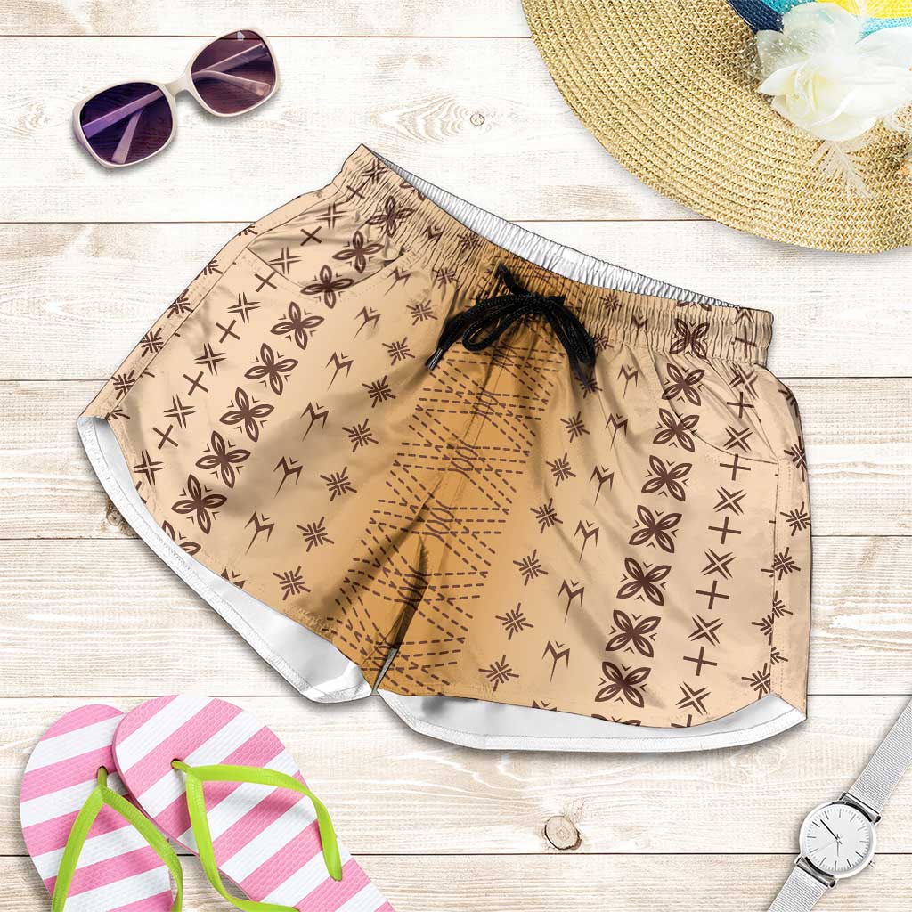 Beige Samoa Malu Tattoo Inspired Shorts for Women