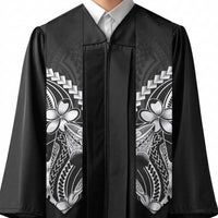 Black Aloha Hawaii Graduation Stole Polynesian Shark Tattoo With Plumeria - Polynesian Pride