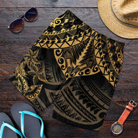Black and Gold Polynesia Shorts for Men Plumeria Tattoo With Polynesian Pattern - Polynesian Pride
