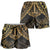 Black and Gold Polynesia Shorts for Women Plumeria Tattoo With Polynesian Pattern - Polynesian Pride