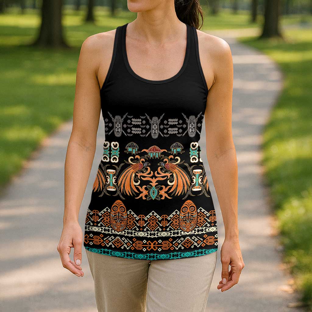 Black Batik Papua-inspired Pattern Hollow Tank Top - Polynesian Pride