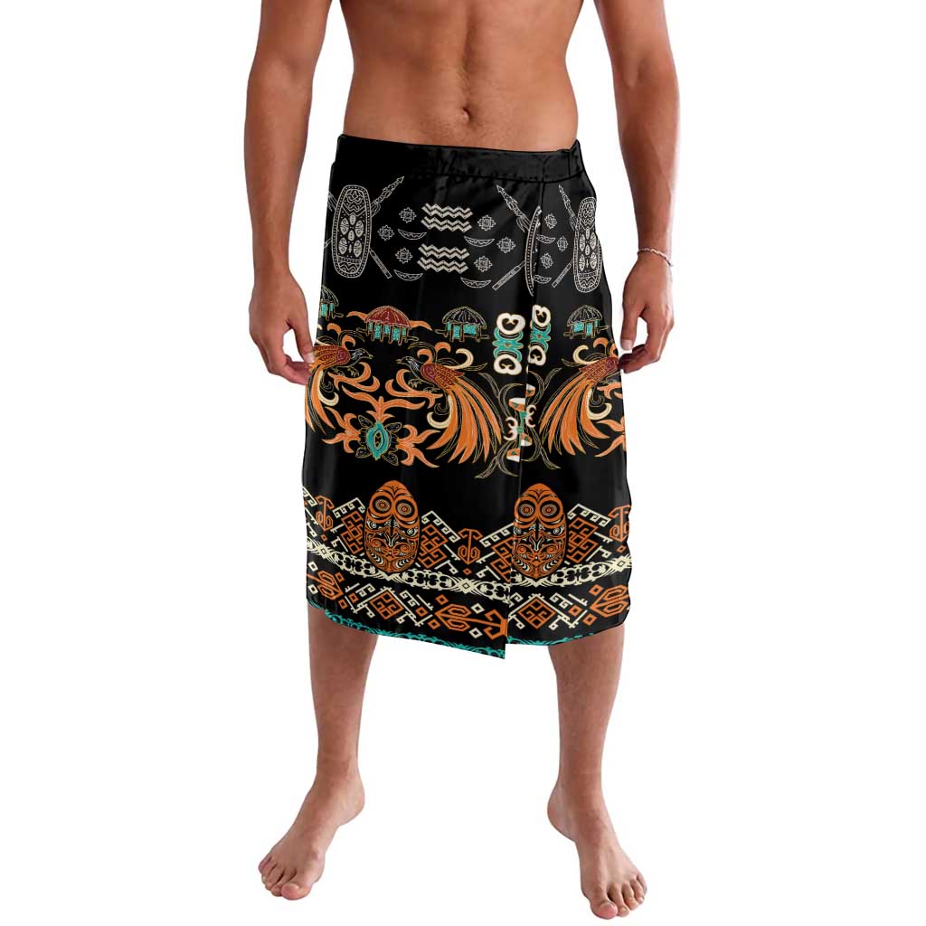 Black Batik Papua-inspired Pattern Lavalava - Polynesian Pride