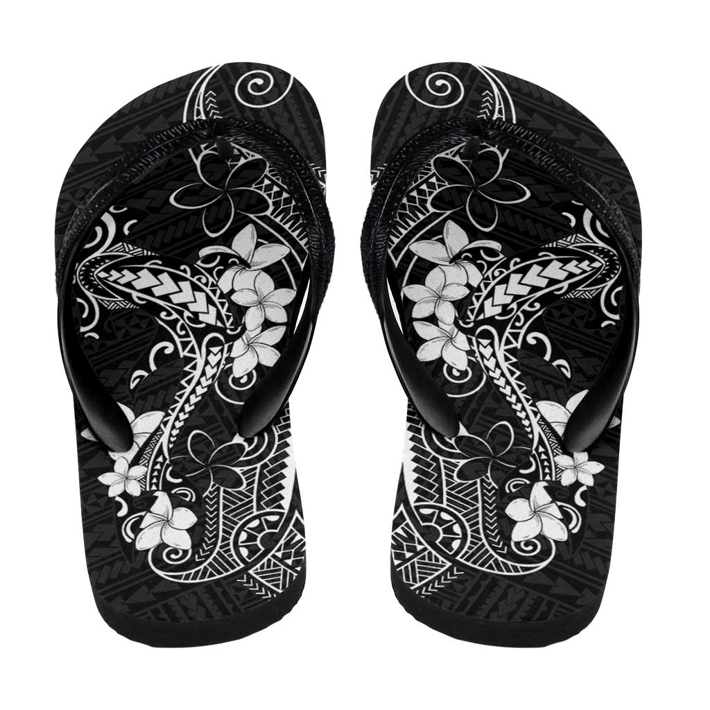 Black Hawaii Flip Flops Hammerhead Shark Tattoo Curve Polynesian - Polynesian Pride