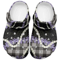 Black Hawaii Palaka Honohono Pikake Clogs Shoes Hawaiian Orchid Lei Polynesian Pattern - Polynesian Pride
