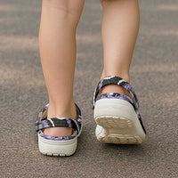 Black Hawaii Palaka Honohono Pikake Clogs Shoes Hawaiian Orchid Lei Polynesian Pattern - Polynesian Pride