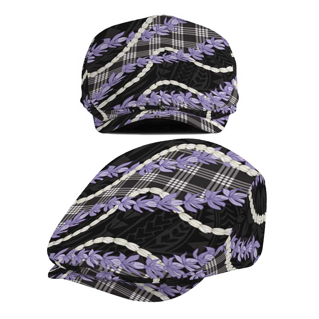 Black Hawaii Palaka Honohono Pikake Jeff Hat Hawaiian Orchid Lei Polynesian Pattern - Polynesian Pride