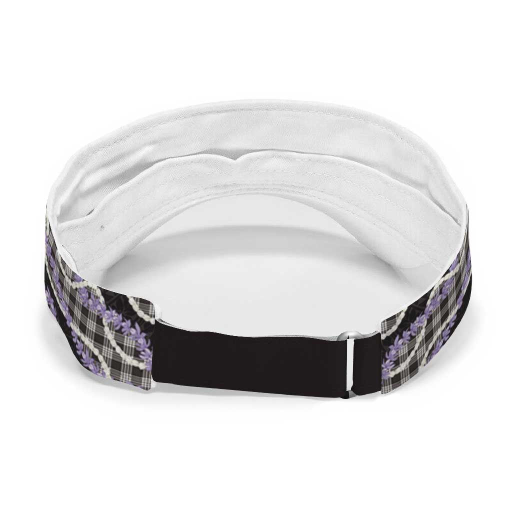 Black Hawaii Palaka Honohono Pikake Sun Visor Cap Hawaiian Orchid Lei Polynesian Pattern