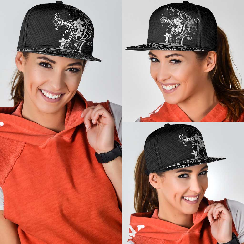 Black Hawaii Snapback Cap Hammerhead Shark Tattoo Curve Polynesian - Polynesian Pride