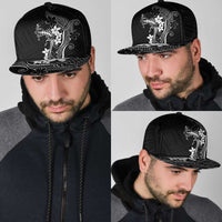 Black Hawaii Snapback Cap Hammerhead Shark Tattoo Curve Polynesian - Polynesian Pride