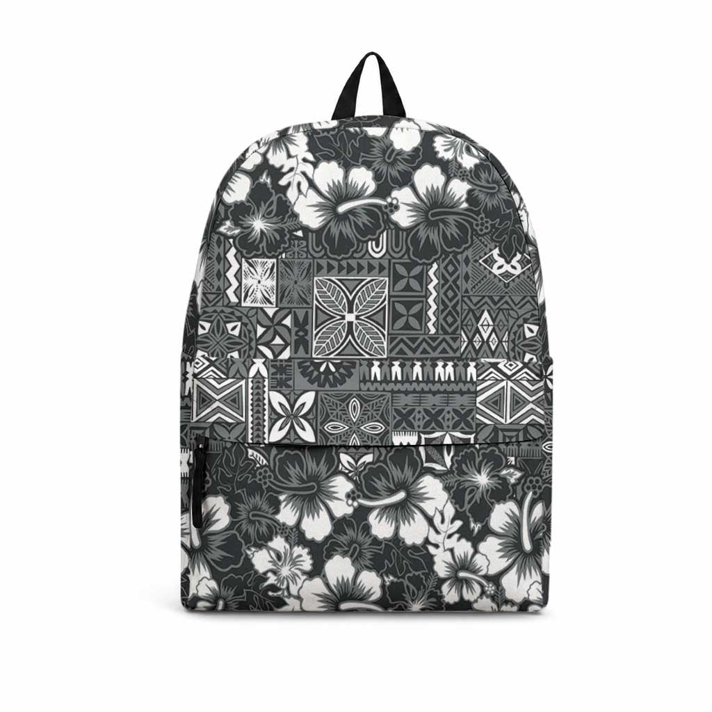 Black Hawaiian Tapa Tribal Hibiscus Backpack