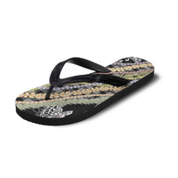 Black Palaka Hawaii Leis Flip Flops Hawaiian-plaid Elegant Tropical Vibes - Polynesian Pride