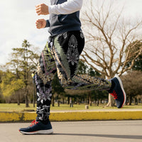 Black Palaka Hawaii Leis Jogger Pants Hawaiian-plaid Elegant Tropical Vibes - Polynesian Pride