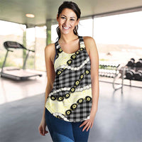 Black Palaka Hawaii Women Racerback Tank Kukui Nut Pikake Lei Hawaiian Tapa Pattern - Polynesian Pride