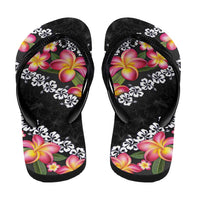 Black Polynesia Flip Flops Plumeria Hibiscus Tropical Vibes - Polynesian Pride