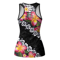 Black Polynesia Hollow Tank Top Plumeria With Hibiscus Pattern Tropical Vibes LT14 - Polynesian Pride