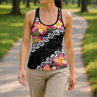 Black Polynesia Hollow Tank Top Plumeria With Hibiscus Pattern Tropical Vibes LT14 - Polynesian Pride