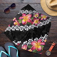 Black Polynesia Shorts for Men Plumeria With Hibiscus Pattern Tropical Vibes - Polynesian Pride