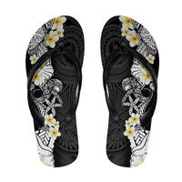 Black Samoa Tattoo Flip Flops Plumeria Samoan Ocean Tatau Pattern - Polynesian Pride
