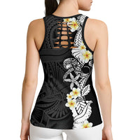 Black Samoa Tattoo Hollow Tank Top Plumeria Samoan Ocean Tatau Pattern - Polynesian Pride