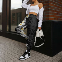 Black Samoa Tattoo Jogger Pants Plumeria Samoan Ocean Tatau Pattern - Polynesian Pride