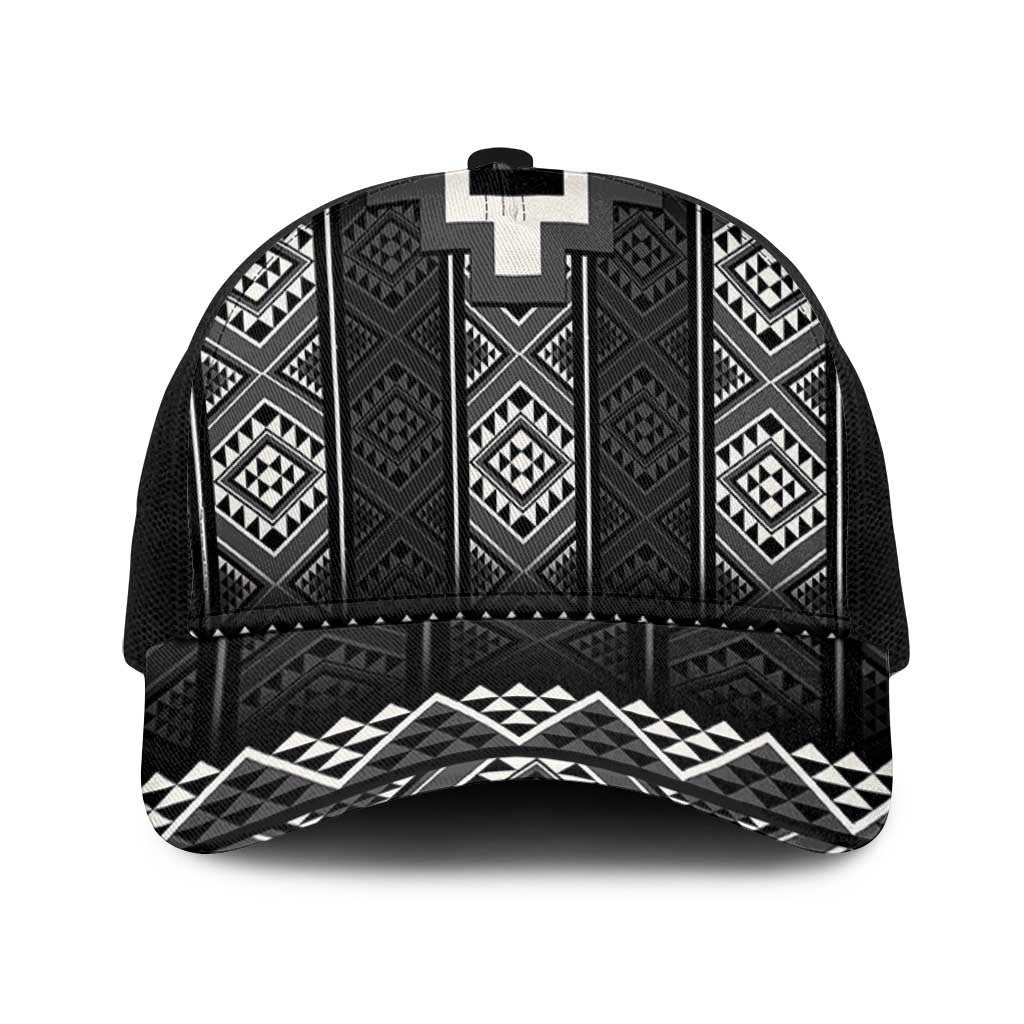 Black Taniko Aotearoa Baseball Net Cap Niho Taniwha Mix Poutama - Polynesian Pride