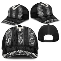 Black Taniko Aotearoa Mesh Trucker Cap Niho Taniwha Mix Poutama - Polynesian Pride