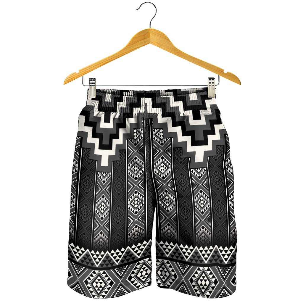 Black Taniko Aotearoa Shorts for Men Niho Taniwha Mix Poutama LT14