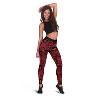 Black Tonga Kilisimasi Fiefia Leggings Pacific Patchwork Xmas Vibes - Polynesian Pride