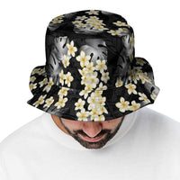 Black Tropical Hawaii Bucket Hat Seamless Monstera Plumeria Hawaiian Pattern - Polynesian Pride
