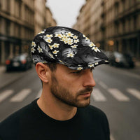 Black Tropical Hawaii Jeff Hat Seamless Monstera Plumeria Hawaiian Pattern - Polynesian Pride