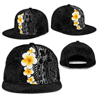 Black Tropical Plumeria With Galaxy Polynesian Art Snapback Cap - Polynesian Pride