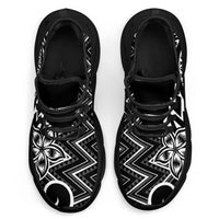 Black White New Zealand Taniko Motifs Clunky Sneakers Aotearoa Maori Plumeria Curve Style LT14 - Polynesian Pride