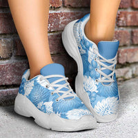 Blue Aloha Hawaii Chunky Sneakers Monstera Hibiscus Plumeria Seamless Vibes - Polynesian Pride