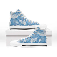 Blue Aloha Hawaii High Top Shoes Monstera Hibiscus Plumeria Seamless Vibes - Polynesian Pride