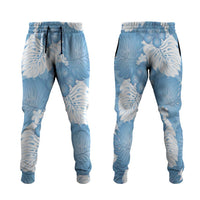 Blue Aloha Hawaii Jogger Pants Monstera Hibiscus Plumeria Seamless Vibes - Polynesian Pride