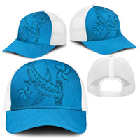 Blue Gradient Polynesia Baseball Net Cap Hawaiian Tribal Hammerhead Shark Tattoo - Polynesian Pride