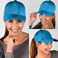Blue Gradient Polynesia Classic Cap Hawaiian Tribal Hammerhead Shark Tattoo LT14