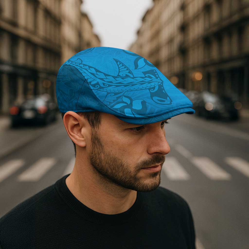 Blue Gradient Polynesia Jeff Hat Hawaiian Tribal Hammerhead Shark Tattoo - Polynesian Pride