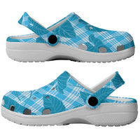 Blue Hawaii Kalo Palaka Motifs Clogs Shoes Hawaiian Taro Leaves Elegant Vibes