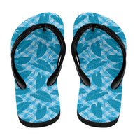 Blue Hawaii Kalo Palaka Motifs Flip Flops Hawaiian Taro Leaves Elegant Vibes