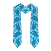 Blue Hawaii Kalo Palaka Motifs Graduation Stole Hawaiian Taro Leaves Elegant Vibes