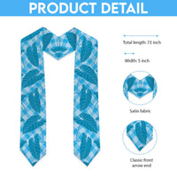 Blue Hawaii Kalo Palaka Motifs Graduation Stole Hawaiian Taro Leaves Elegant Vibes