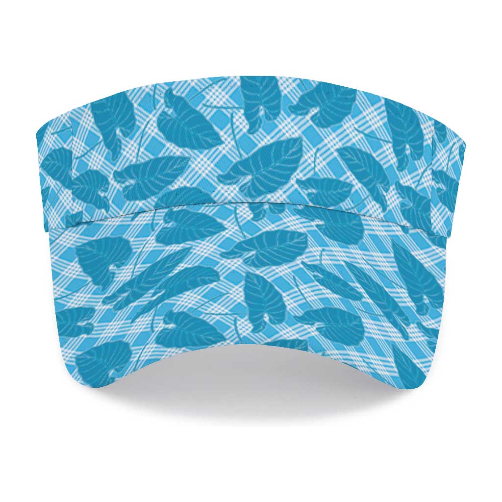 Blue Hawaii Kalo Palaka Motifs Sun Visor Cap Hawaiian Taro Leaves Elegant Vibes