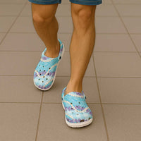 Blue Hawaii Palaka Honohono Pikake Clogs Shoes Hawaiian Orchid Lei Polynesian Pattern - Polynesian Pride