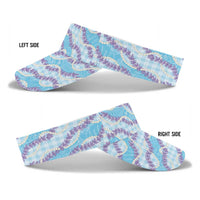 Blue Hawaii Palaka Honohono Pikake Sun Visor Cap Hawaiian Orchid Lei Polynesian Pattern