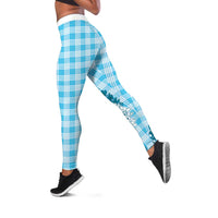 Blue Hawaii Palaka Leggings Hawaiian Honohono Lei