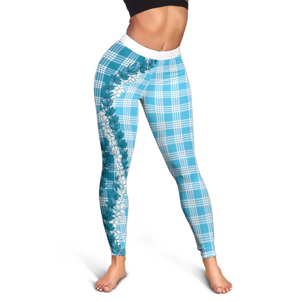 Blue Hawaii Palaka Leggings Hawaiian Honohono Lei